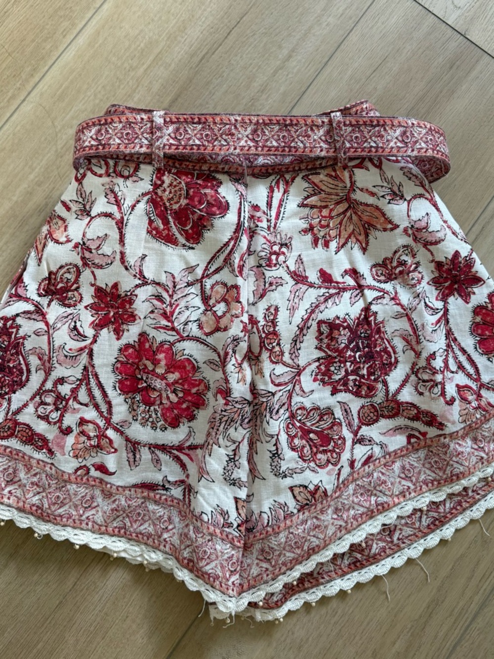 Zimmermann Floral High-Waist Shorts with Belt - Picture 2 of 4